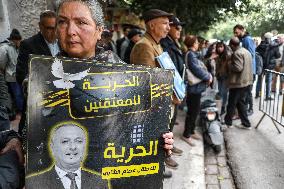 Demonstration In Support Of Detainees In “Conspiracy Against State Security” Case First Remote Hearing In Tunis