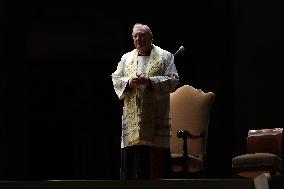 Religion: Cardinal Arthur Roche leads the recitation of the Holy Rosary for Pope Francis on March 04, 2025