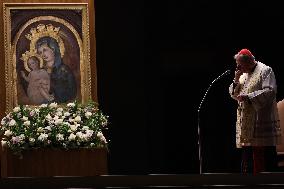 Religion: Cardinal Arthur Roche leads the recitation of the Holy Rosary for Pope Francis on March 04, 2025