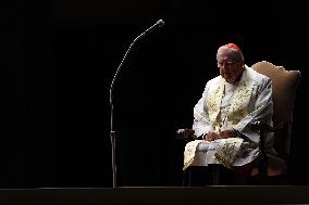 Religion: Cardinal Arthur Roche leads the recitation of the Holy Rosary for Pope Francis on March 04, 2025