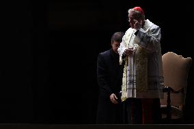 Religion: Cardinal Arthur Roche leads the recitation of the Holy Rosary for Pope Francis on March 04, 2025