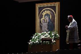 Religion: Cardinal Arthur Roche leads the recitation of the Holy Rosary for Pope Francis on March 04, 2025