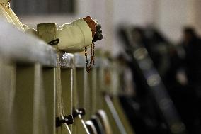 Religion: Cardinal Arthur Roche leads the recitation of the Holy Rosary for Pope Francis on March 04, 2025