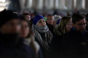 Religion: Cardinal Arthur Roche leads the recitation of the Holy Rosary for Pope Francis on March 04, 2025