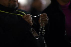 Religion: Cardinal Arthur Roche leads the recitation of the Holy Rosary for Pope Francis on March 04, 2025