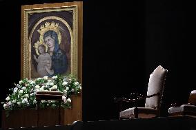 Religion: Cardinal Arthur Roche leads the recitation of the Holy Rosary for Pope Francis on March 04, 2025