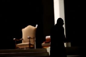 Religion: Cardinal Arthur Roche leads the recitation of the Holy Rosary for Pope Francis on March 04, 2025