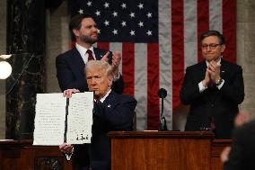 President Trump Delivers Addresses A Joint Session Of Congress - DC