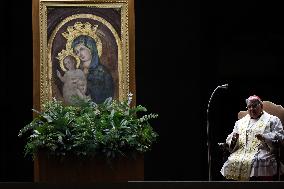 Religion: Cardinal Marcello Semeraro leads the recitation of the Holy Rosary for Pope Francis on March 05, 2025