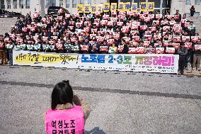 Protest Calling For Amendment Of Labor Union Act Articles 2 And 3 In Seoul