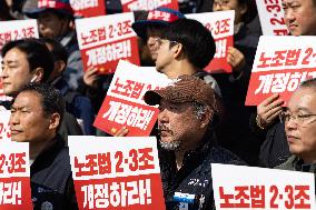 Protest Calling For Amendment Of Labor Union Act Articles 2 And 3 In Seoul