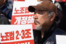 Protest Calling For Amendment Of Labor Union Act Articles 2 And 3 In Seoul