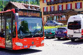 Bavarian Train Station Kochel With Bus Connection To Lake Walchensee