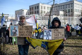 Ukrainians Attend A Rally Addressed To The US Government In Front Of The U.S. Embassy In Kyiv