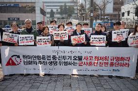 Press Conference Condemning The Accidental Bomb Drop In Pocheon