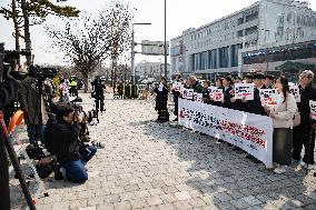 Press Conference Condemning The Accidental Bomb Drop In Pocheon