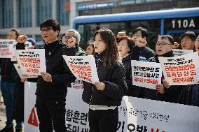 Press Conference Condemning The Accidental Bomb Drop In Pocheon