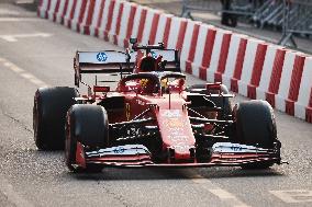 Leclerc and Hamilton at Scuderia Ferrari HP Drivers Presentation in Milan