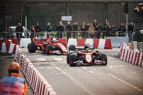 Leclerc and Hamilton at Scuderia Ferrari HP Drivers Presentation in Milan