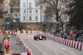 Leclerc and Hamilton at Scuderia Ferrari HP Drivers Presentation in Milan