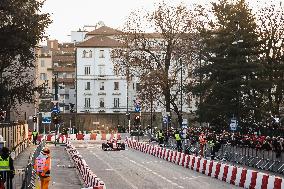 Leclerc and Hamilton at Scuderia Ferrari HP Drivers Presentation in Milan