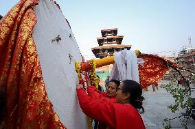 SUBASH_Holi Celebration Begins In Nepal With Erection Of Sacred Bamboo Pole- Chir