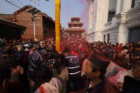 SUBASH_Holi Celebration Begins In Nepal With Erection Of Sacred Bamboo Pole- Chir