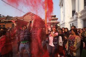 SUBASH_Holi Celebration Begins In Nepal With Erection Of Sacred Bamboo Pole- Chir