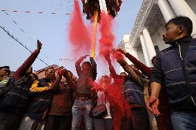 SUBASH_Holi Celebration Begins In Nepal With Erection Of Sacred Bamboo Pole- Chir