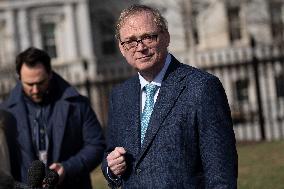 Kevin A. Hassett, Director, National Economic Council (NEC) speaks to the media