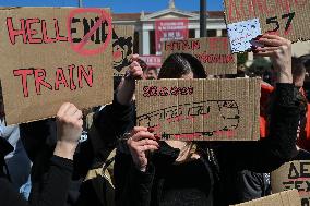 Students Rally In Central Athens Demanding Justice For The Victims Of The Tempi Train Collision