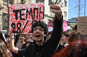 Students Rally In Central Athens Demanding Justice For The Victims Of The Tempi Train Collision