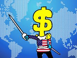 Cartoon Trump's' America First Tariffs And Foreign Policy