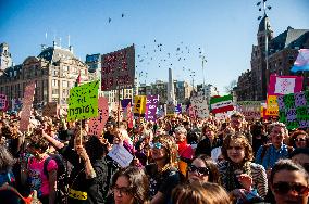 International Women's Day Rally Held In Amsterdam.