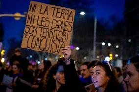 Thousands March In Barcelona For Women's Rights On March 8