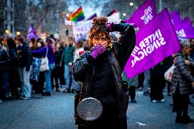 Thousands March In Barcelona For Women's Rights On March 8