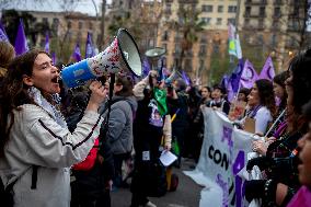 Thousands March In Barcelona For Women's Rights On March 8