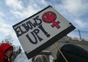 Protesters Rally Outside U.S. Embassy On International Women's Day In Ottawa