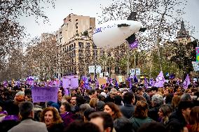 Thousands March In Barcelona For Women's Rights On March 8