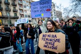 Thousands March In Barcelona For Women's Rights On March 8