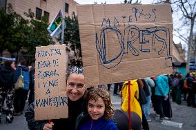 Thousands March In Barcelona For Women's Rights On March 8