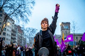 Thousands March In Barcelona For Women's Rights On March 8