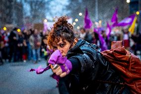 Thousands March In Barcelona For Women's Rights On March 8