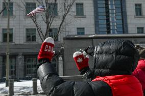 Protesters Rally Outside U.S. Embassy On International Women's Day In Ottawa