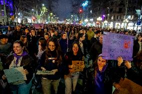 Thousands March In Barcelona For Women's Rights On March 8