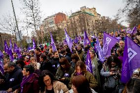 Thousands March In Barcelona For Women's Rights On March 8