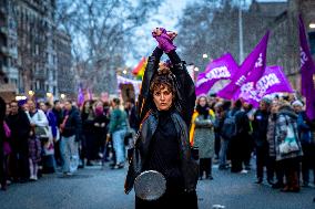 Thousands March In Barcelona For Women's Rights On March 8