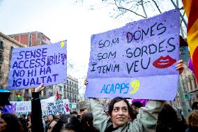 Thousands March In Barcelona For Women's Rights On March 8