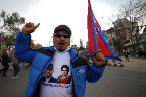 Pro-monarchists Hit The Street Of Nepal In Welcome Of Former King Gyanendra Bir Bikram Shah