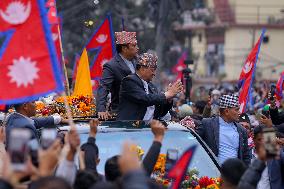 Pro-monarchists Hit The Street Of Nepal In Welcome Of Former King Gyanendra Bir Bikram Shah